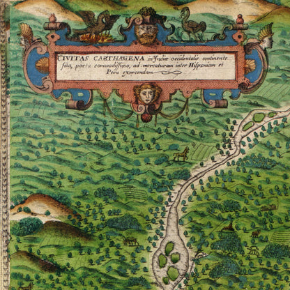 Close-up detail of the Drake Capture of Cartagena 1586 print