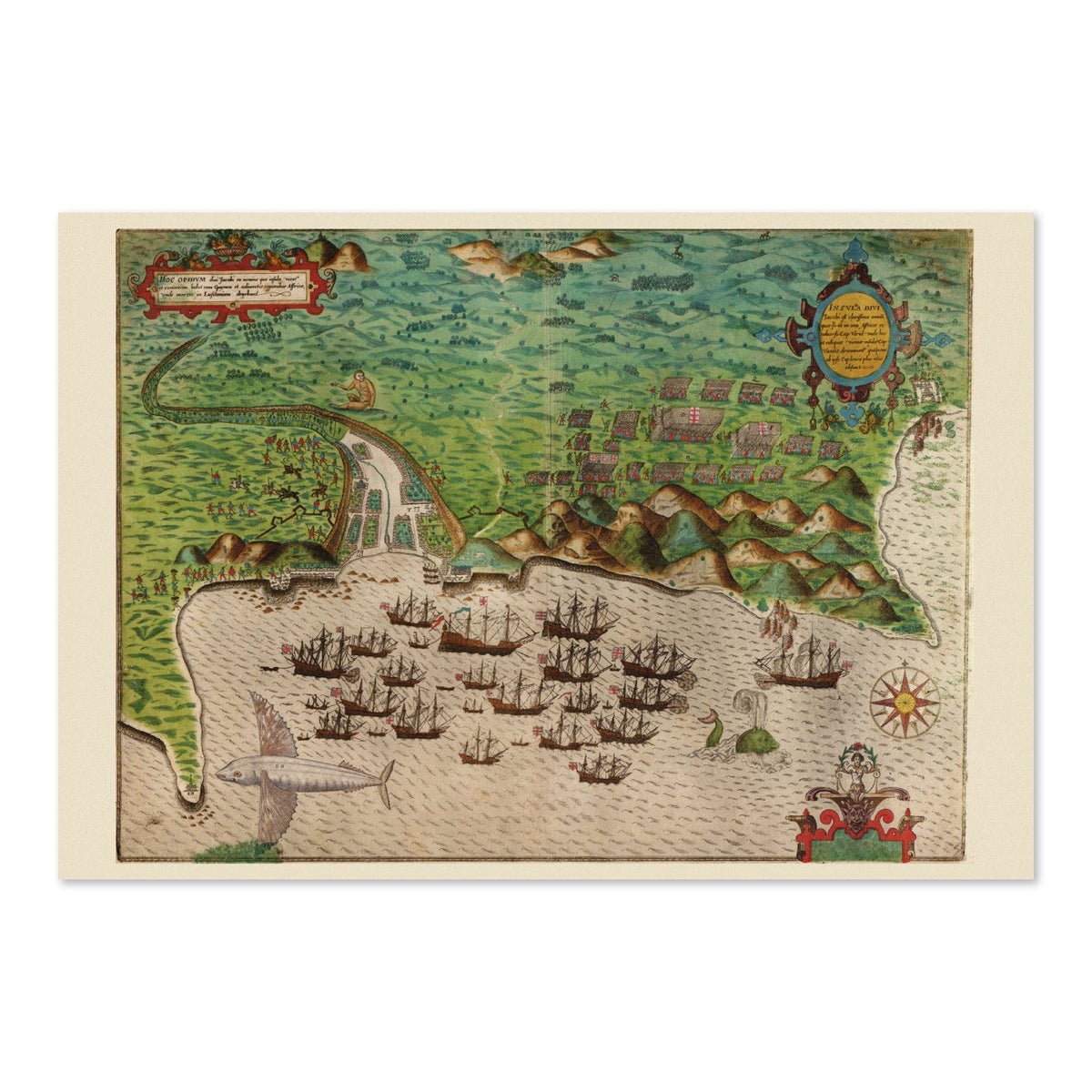 Drake Raid on Santiago 1585 poster print