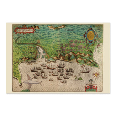 Drake Raid on Santiago 1585 poster print