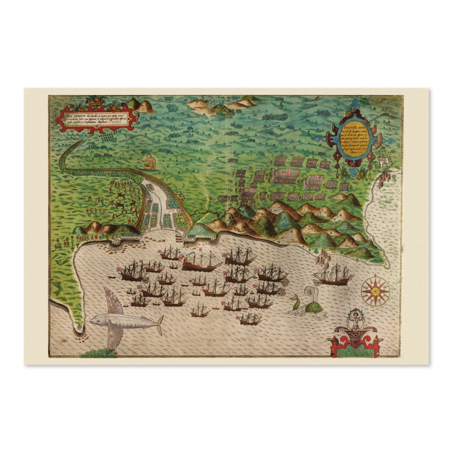Drake Raid on Santiago 1585 poster print