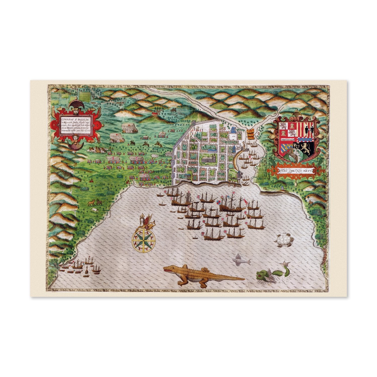 Drake Attack on Santo Domingo 1586 poster print