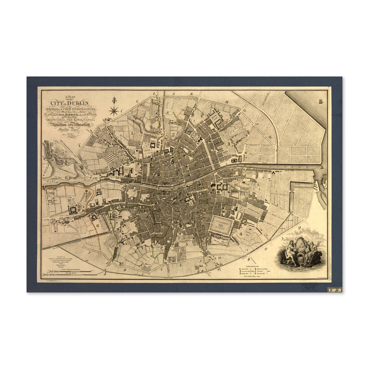 Dublin 1790s City Plan vintage print
