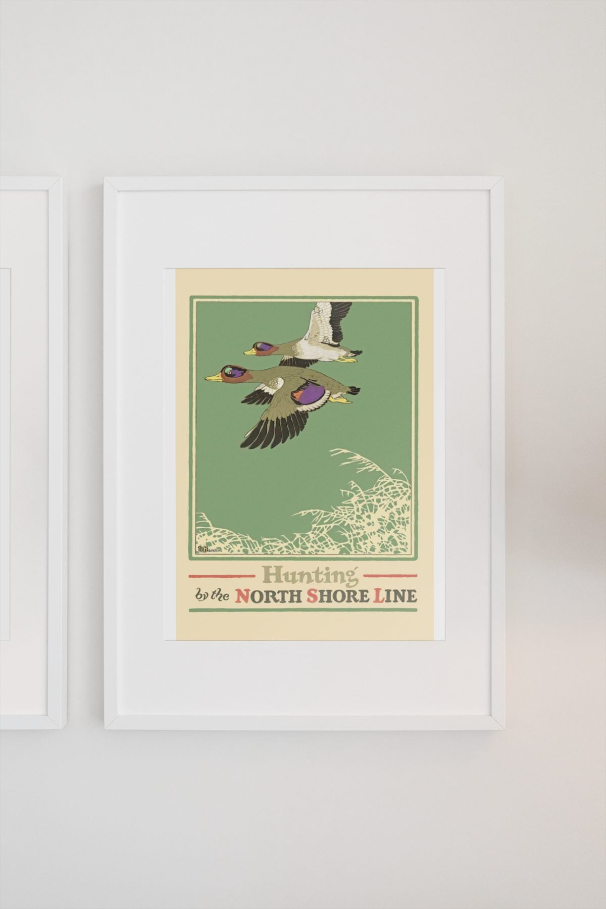 Duck Hunting — North Shore Line poster on a light wall