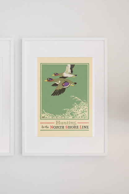 Duck Hunting — North Shore Line poster on a light wall