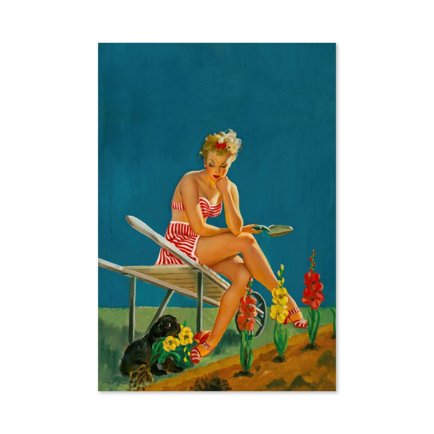 Dumb Pluck by Gil Elvgren, pin-up poster — framed print