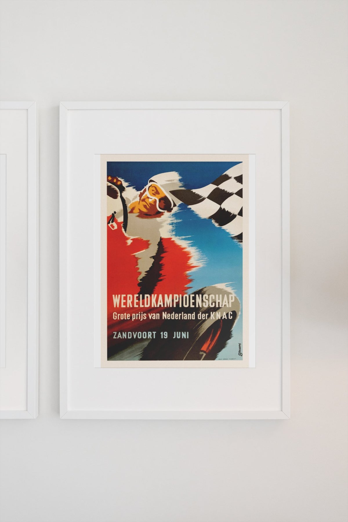 Dutch Grand Prix Zandvoort poster in a white frame on a light wall