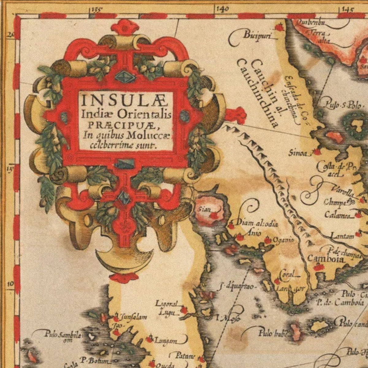 Close-up detail of the East Indies 1613 Map