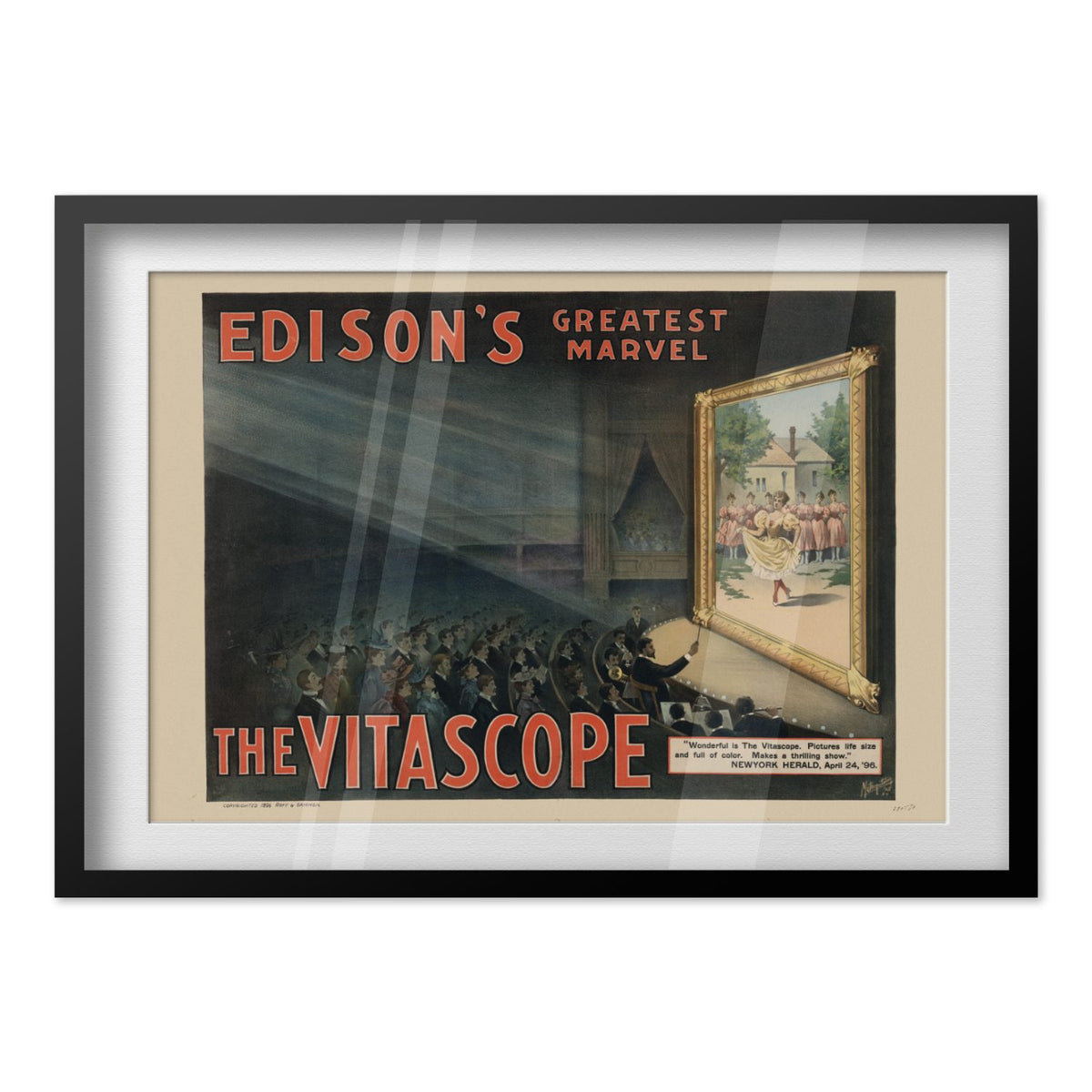 Edisons Vitascope poster in a black frame