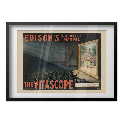 Edisons Vitascope poster in a black frame