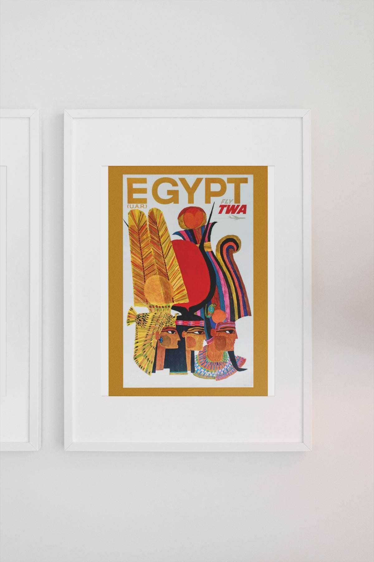 Egypt Fly TWA poster on a light wall