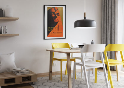 Egypt for Winter Sunshine poster framed above a dining table
