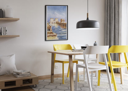 Egypt Philae Temple poster framed above a dining table