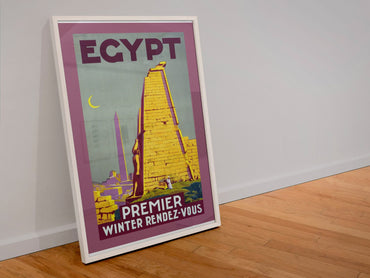 Egypt Premier Winter Rendez-Vous poster in a white frame leaning against a wall