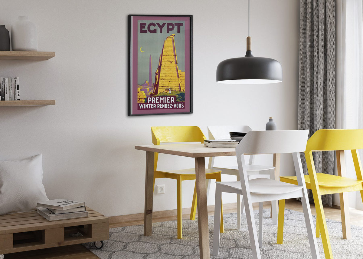 Egypt Premier Winter Rendez-Vous poster framed above a dining table