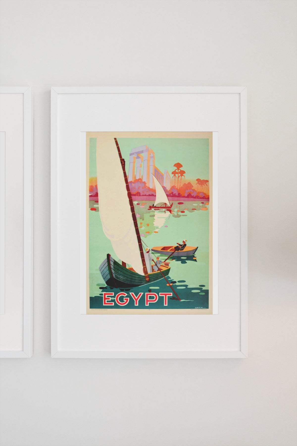 Egypt Sail the Nile poster on a light wall