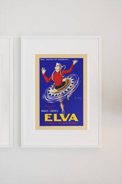 Elva Roues Libres poster on a light wall