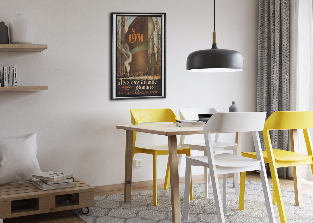 Empress of Britain — Canadian Pacific poster framed above a dining table
