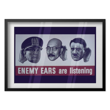 Enemy Ears Are Listening poster in a black frame