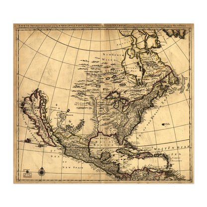 English Empire in America 1685 Map vintage print