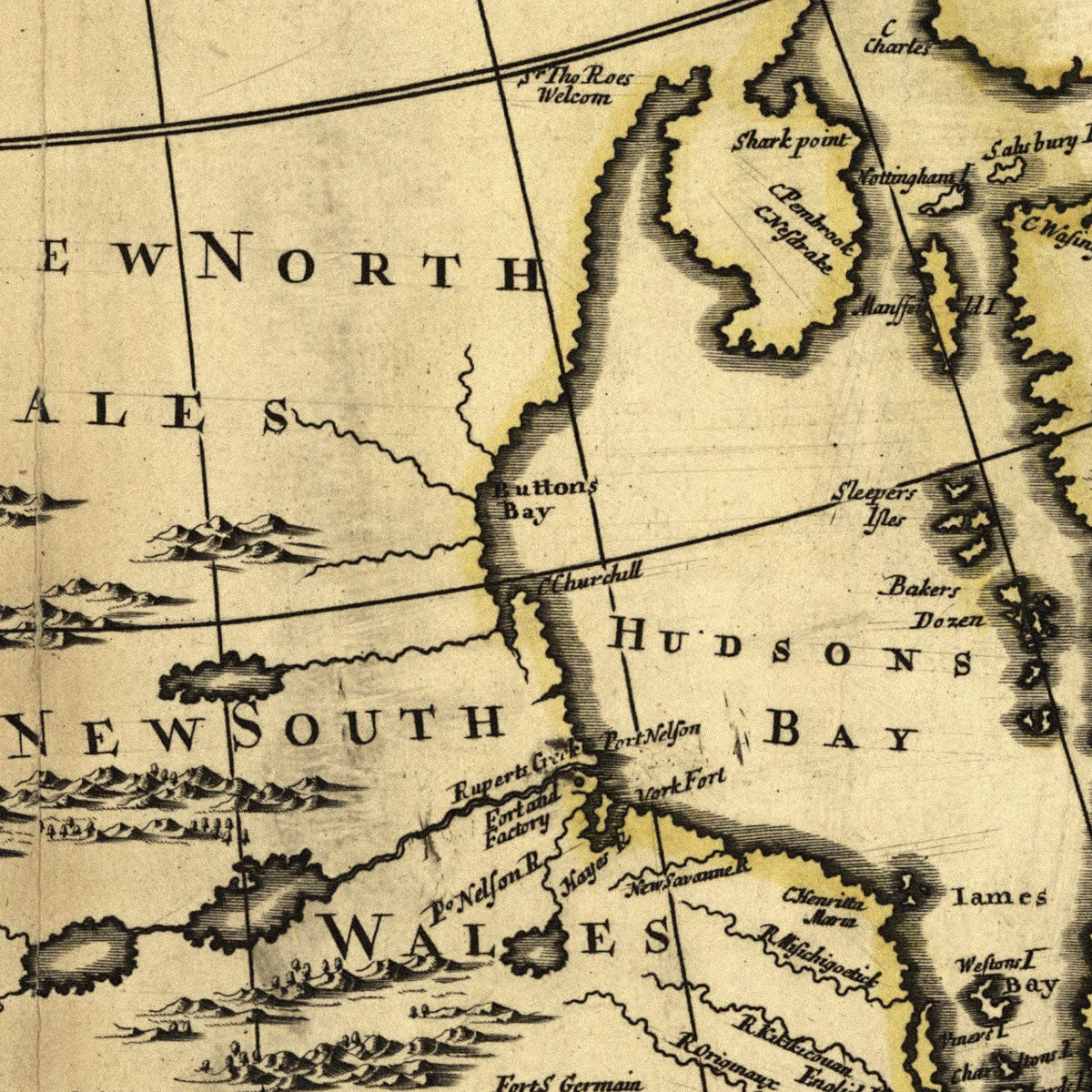 Close-up detail of the English Empire in America 1685 Map