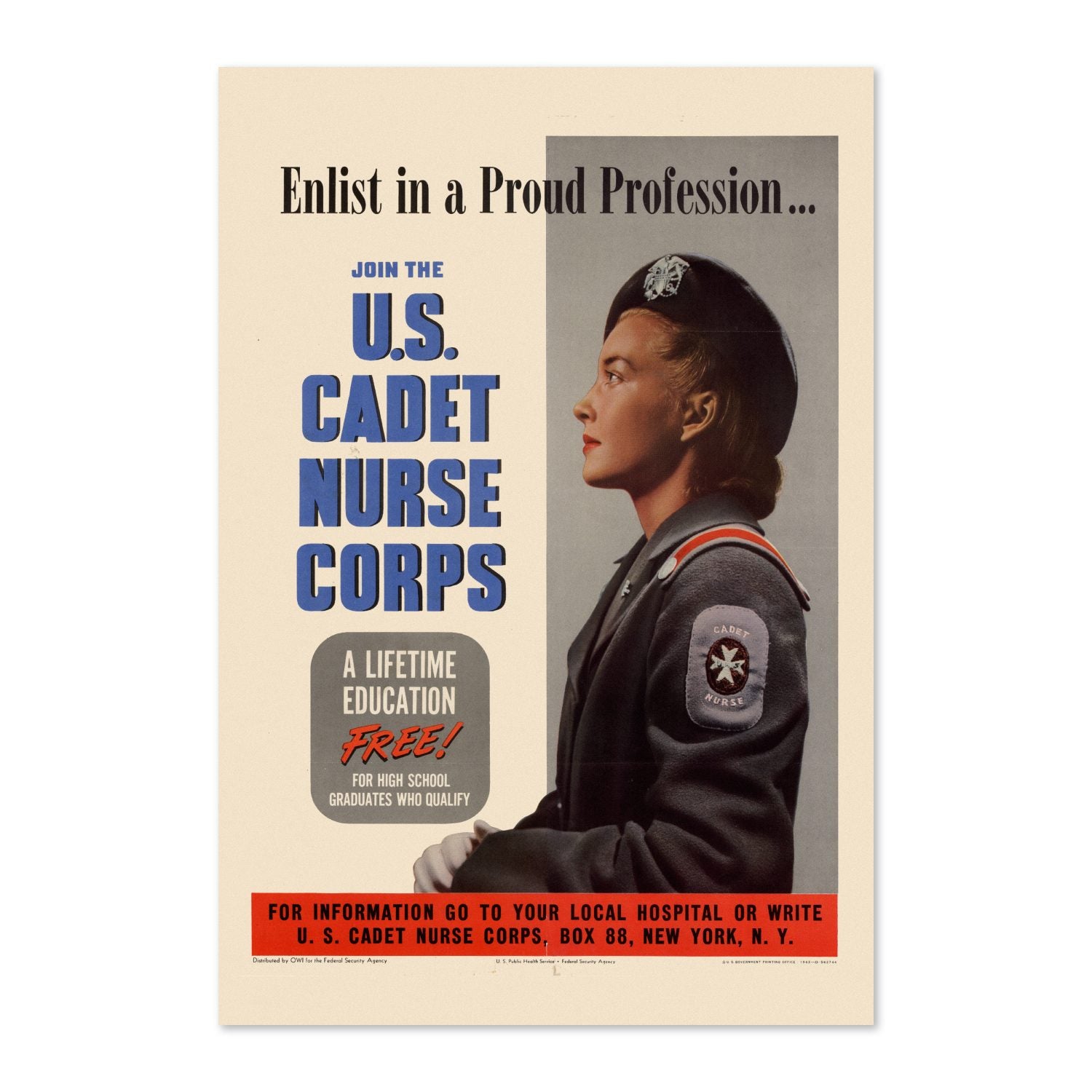 Enlist in a Proud Profession Cadet Nurse Corps poster print