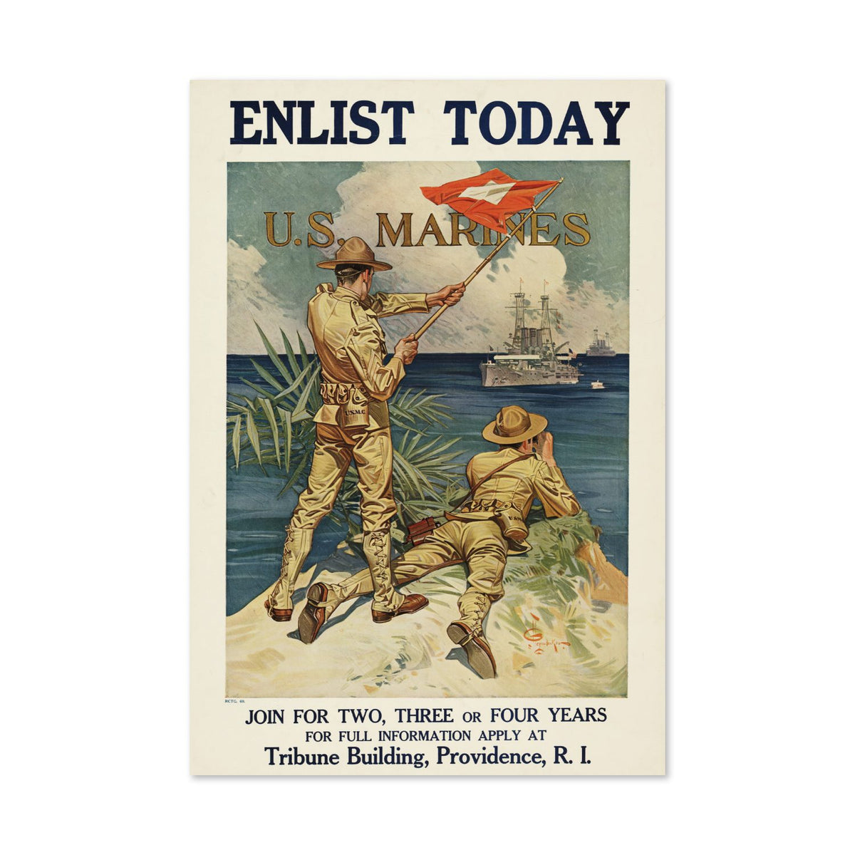 Enlist Today US Marines poster print