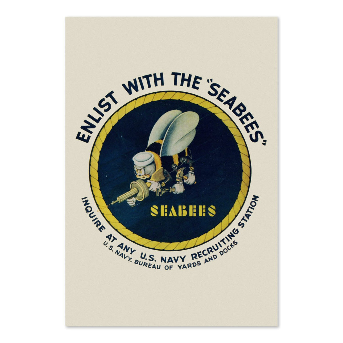 Enlist with the Seabees poster print