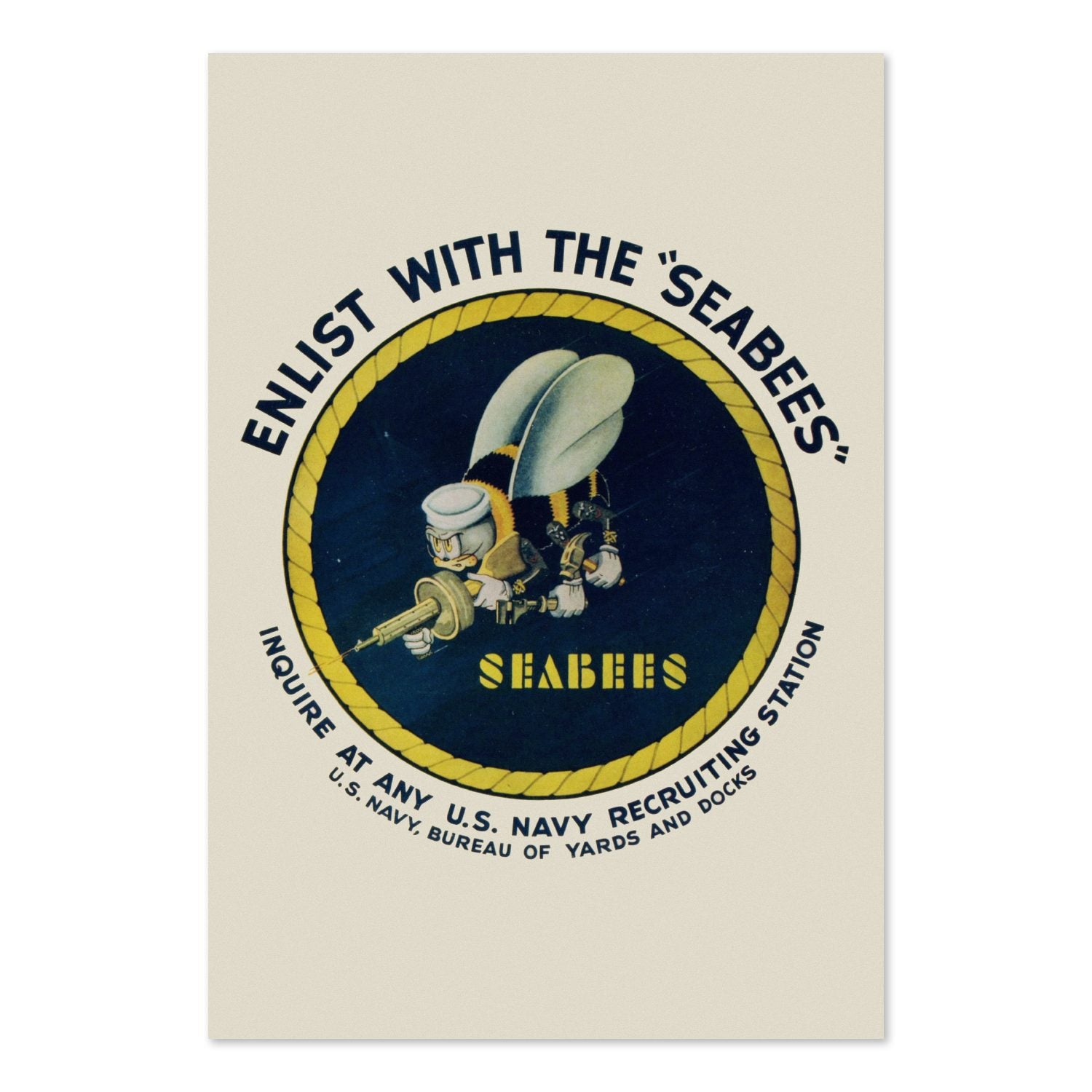Enlist with the Seabees poster print