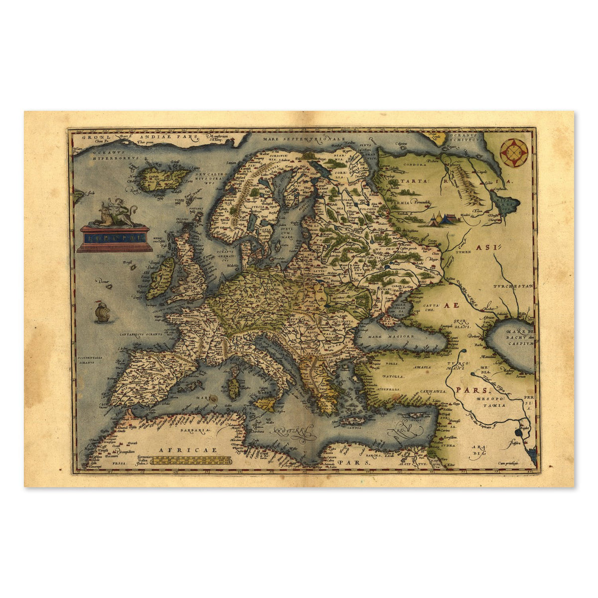 Europe 1570 Ortelius Map poster print