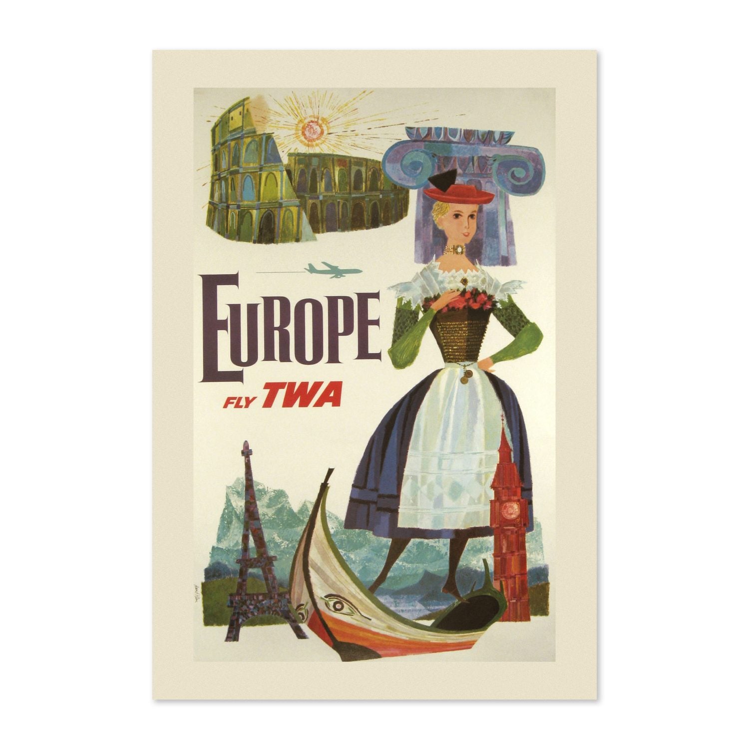 Europe Fly TWA poster print