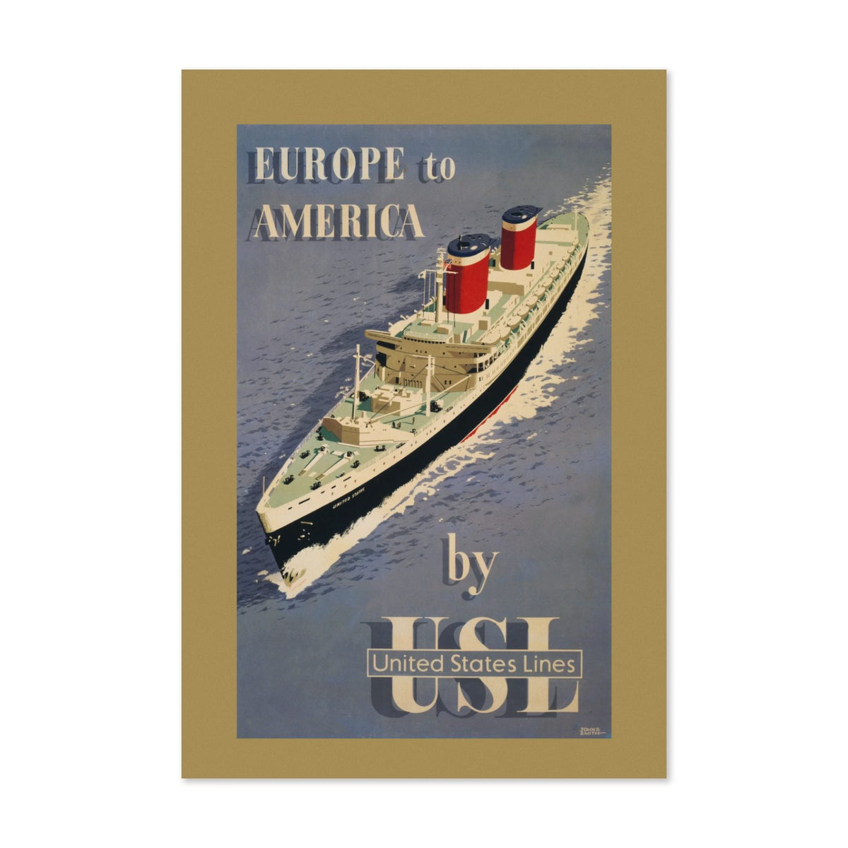 Europe to America United States Lines poster print