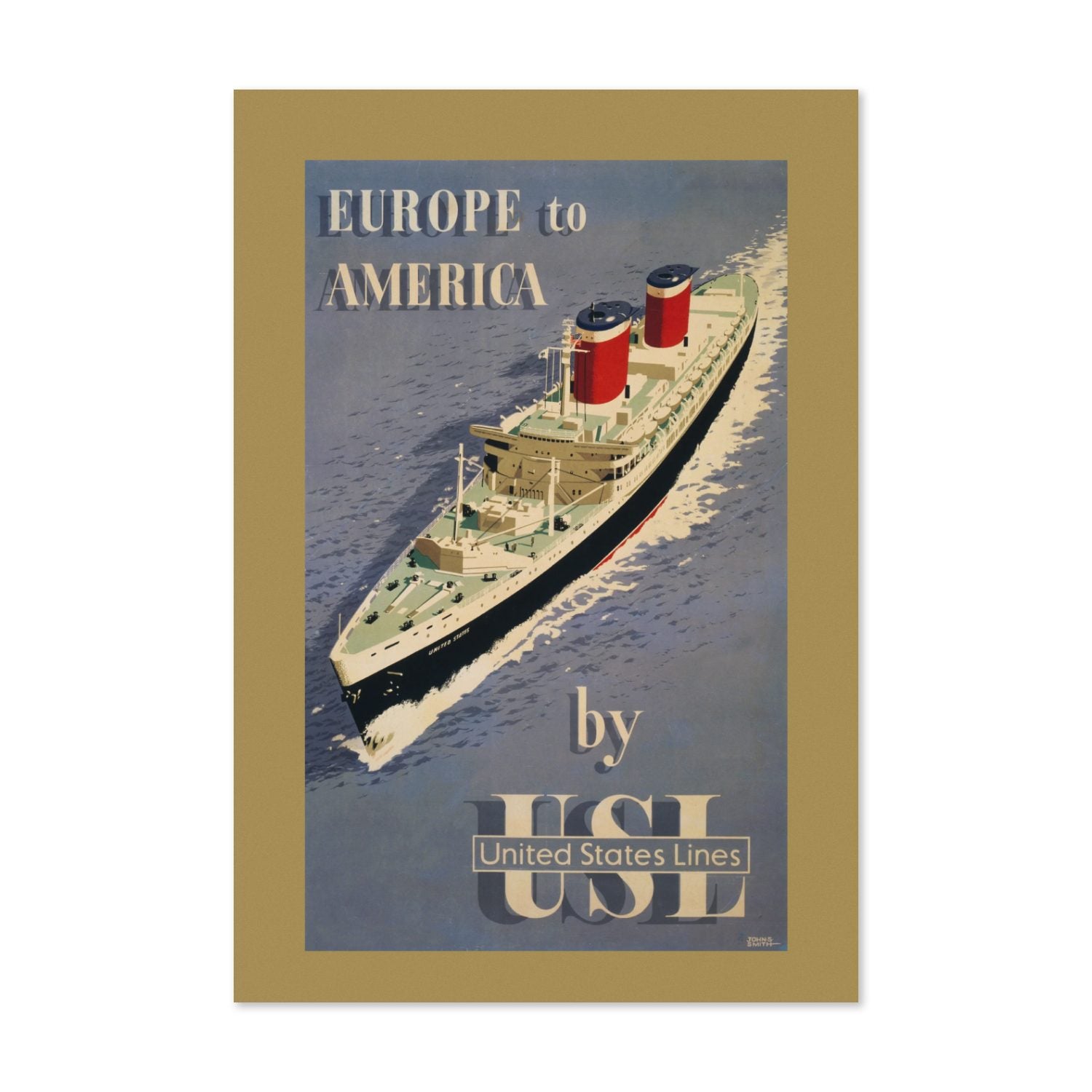 Europe to America United States Lines poster print