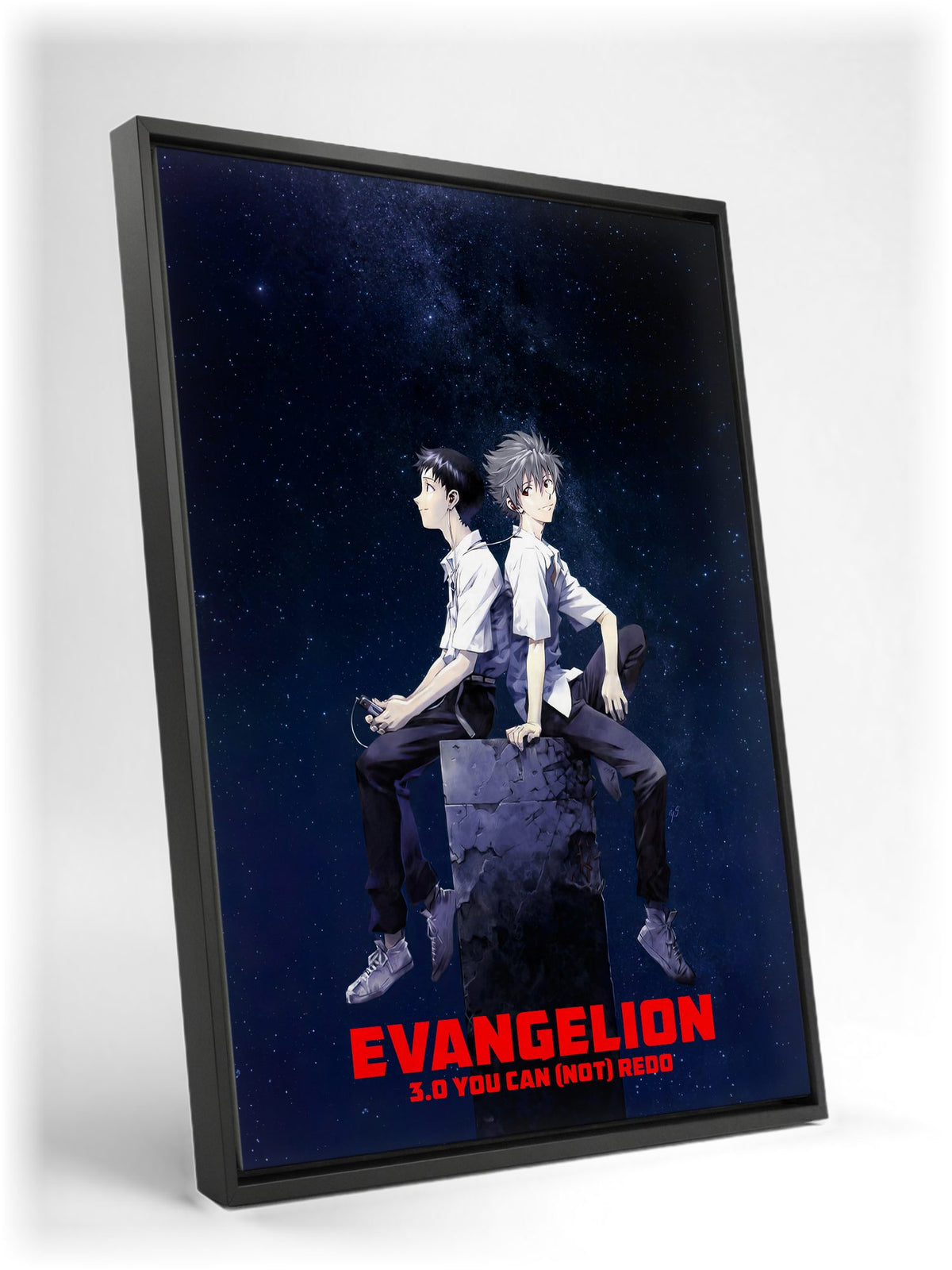 Evangelion: 3.0 You Can (Not) Redo (2012) Movie Key Art as a black floater framed canvas leaning against a wall