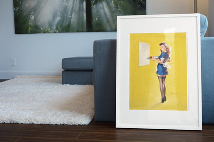 Everything Seems Awfully High by Gil Elvgren, pin-up poster — living room wall