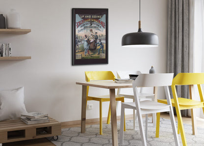 Excelsior Ginger Ale Up and Going poster framed above a dining table