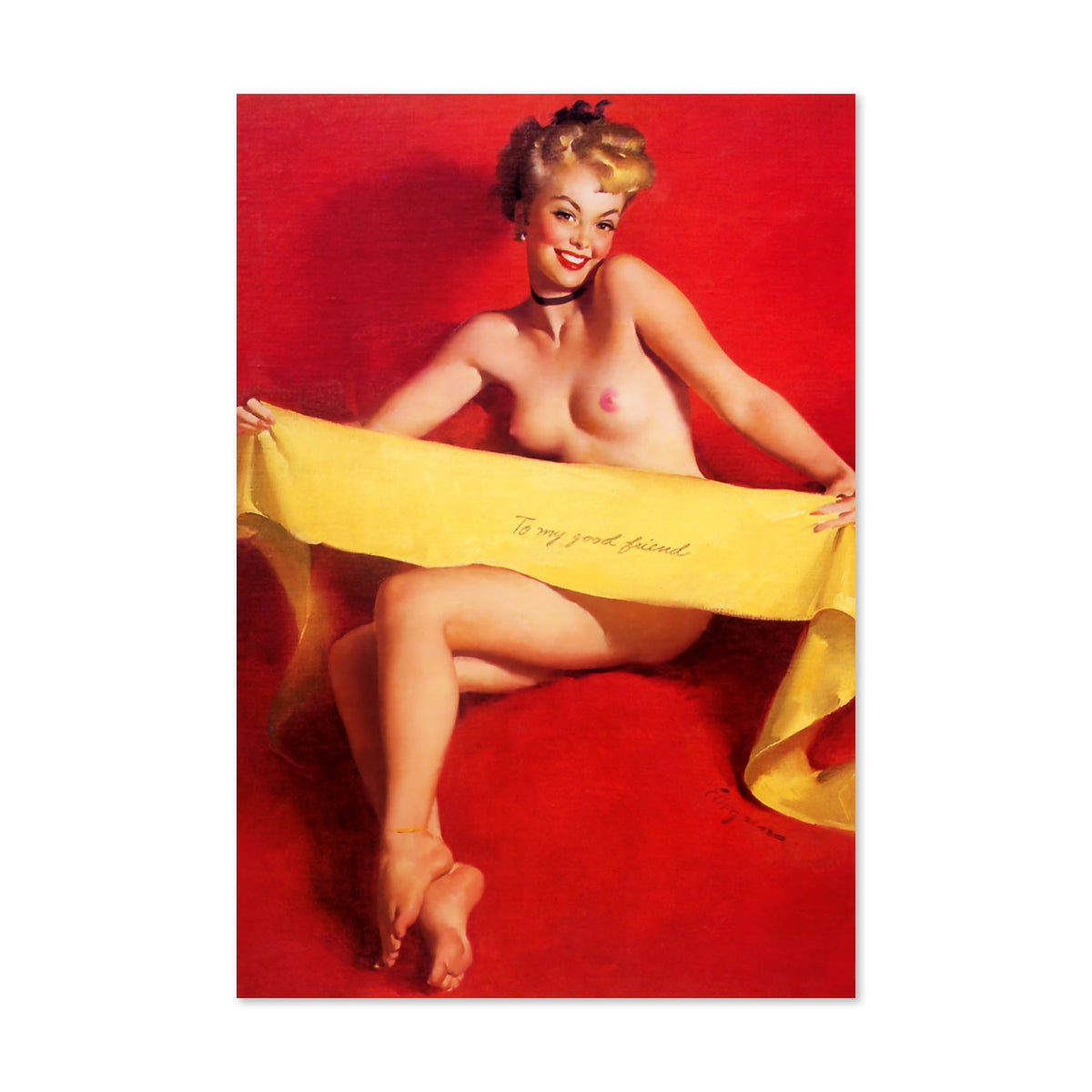 Fascinating Figure by Gil Elvgren, pin-up poster — framed print