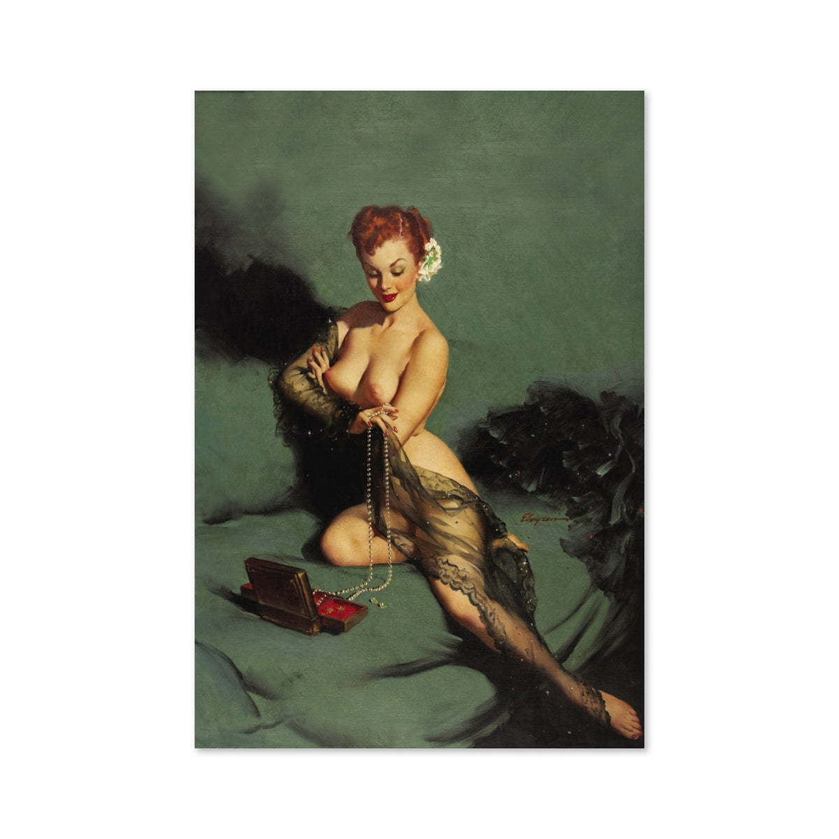 Fascination by Gil Elvgren, pin-up poster — framed print