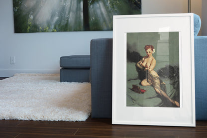 Fascination by Gil Elvgren, pin-up poster — living room wall