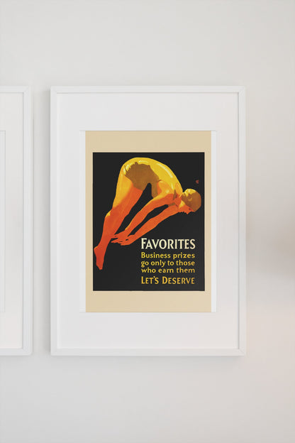 Favorites poster in a white frame on a light wall