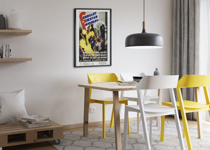 February Fiestas Havana 1937 poster framed above a dining table