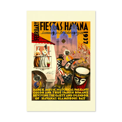 Fiestas Havana 1937 Masks poster print