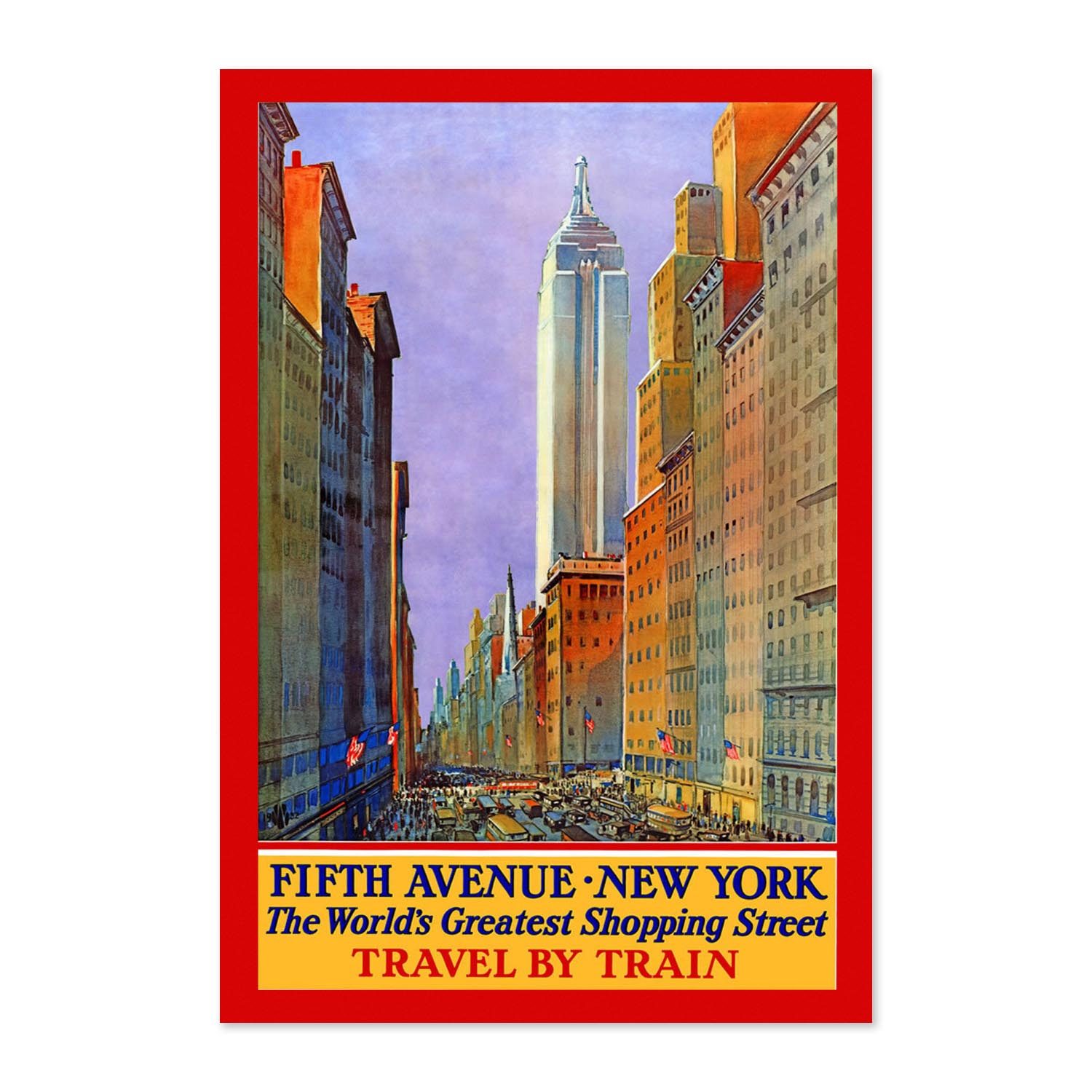 Fifth Avenue New York Travel by Train 1932 poster print