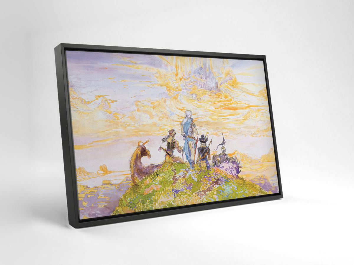 Final Fantasy III Characters Amano as a black floater framed canvas leaning against a wall