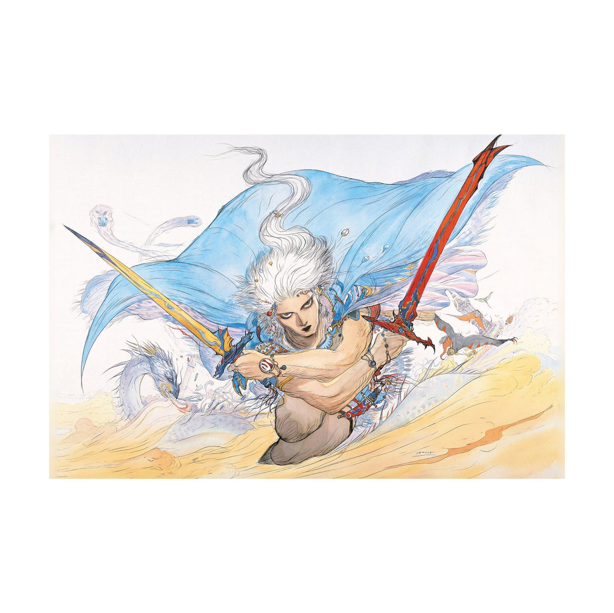 Final Fantasy III Packaging Art Amano landscape poster print