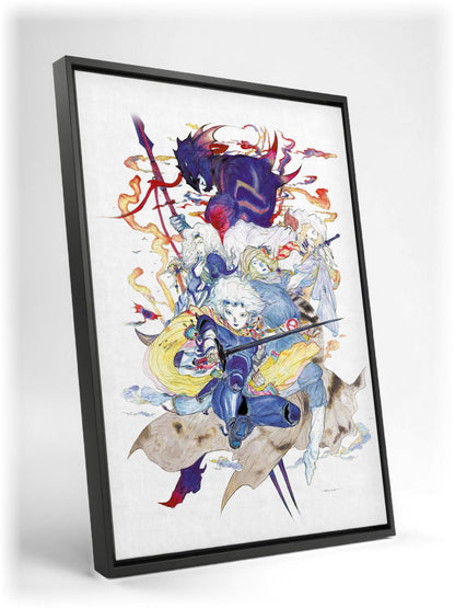 Final Fantasy IV Complete Collection Amano as a black floater framed canvas leaning against a wall