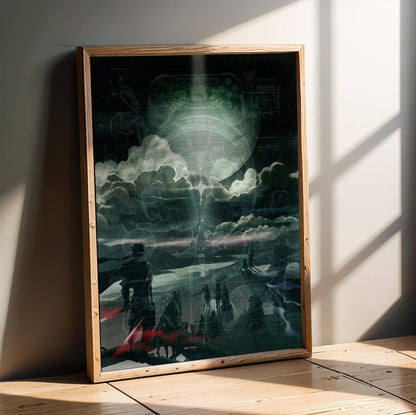 Final Fantasy IV The After Years Key Art poster in an oak frame leaning on a wooden floor
