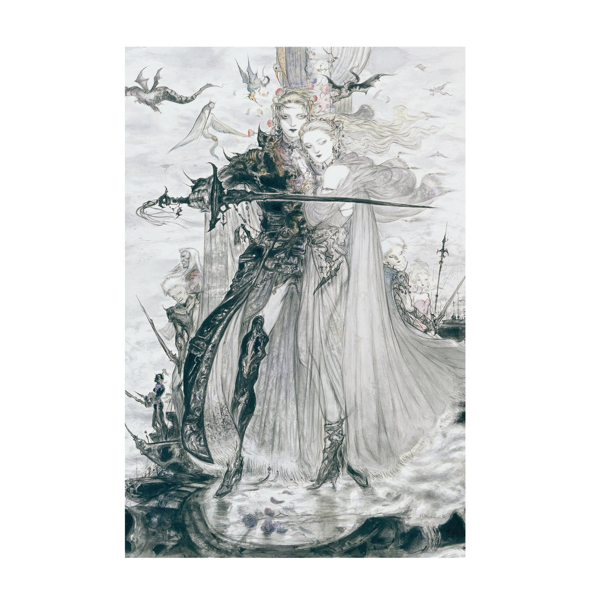 Final Fantasy V Advance Illustration Amano poster print