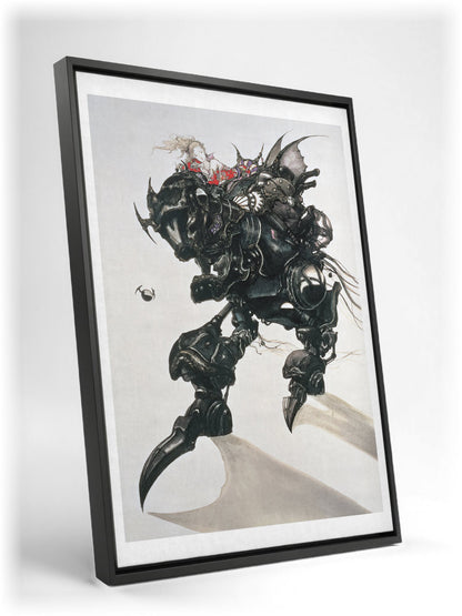 Final Fantasy VI Magitek Armor Amano as a black floater framed canvas leaning against a wall