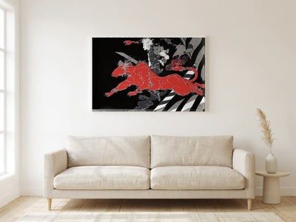 Final Fantasy VII A Blink Amano poster in a white frame in a living room