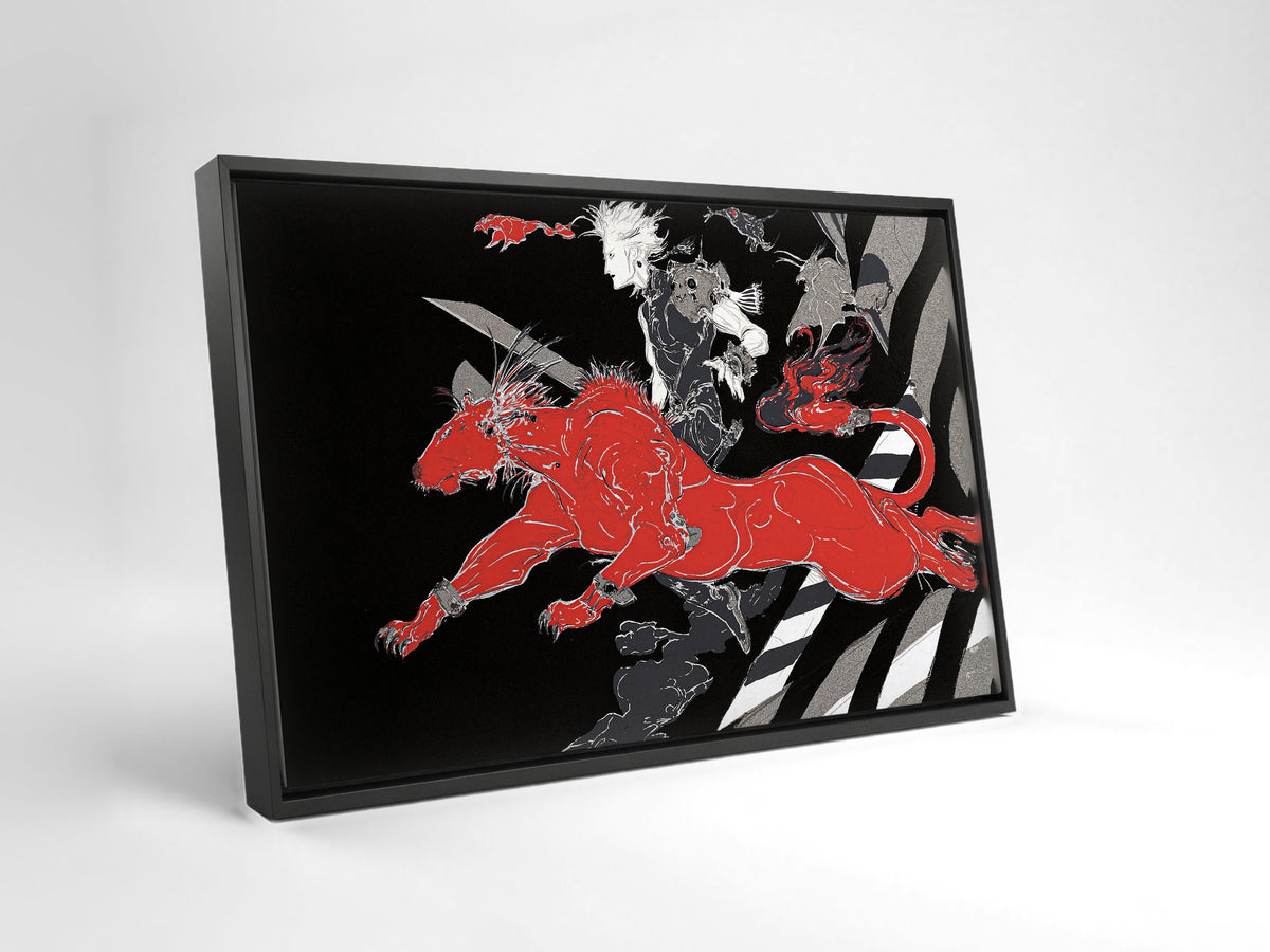 Final Fantasy VII A Blink Amano as a black floater framed canvas leaning against a wall